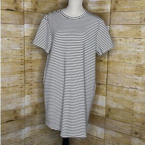MEMBERS MARK SANDWASHED SCUBA STRIPED CREWNECK CASUAL EVERYDAY T-SHIRT DRESS XL